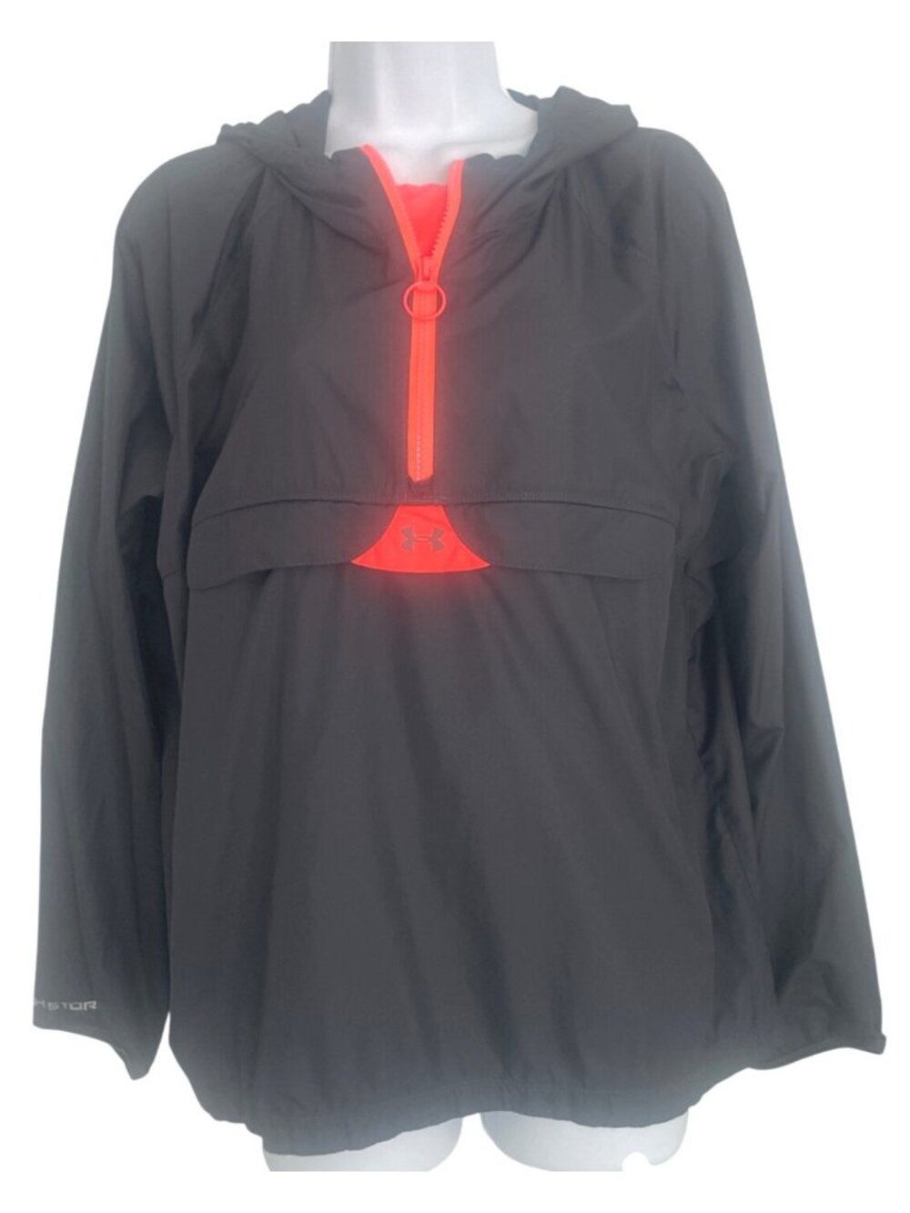 Under Armour Womens Running‎ Hiking Windbreaker Anorak Gray Neon Orange Medium